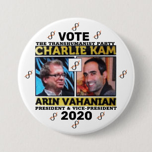Badge Rond 7,6 Cm Charlie Kam / Arin Vahanian pour le président 2020