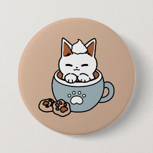 Badge Rond 7,6 Cm Chat adorable en Mug Conception de vacances - Chat