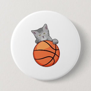 Badge Rond 7,6 Cm Chat avec basket