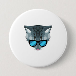 Badge Rond 7,6 Cm Chat avec lunettes de soleil