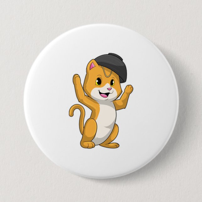 Badge Rond 7,6 Cm Chat avec Ramen Bowl (Devant)