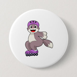 Badge Rond 7,6 Cm Chat avec roulettes