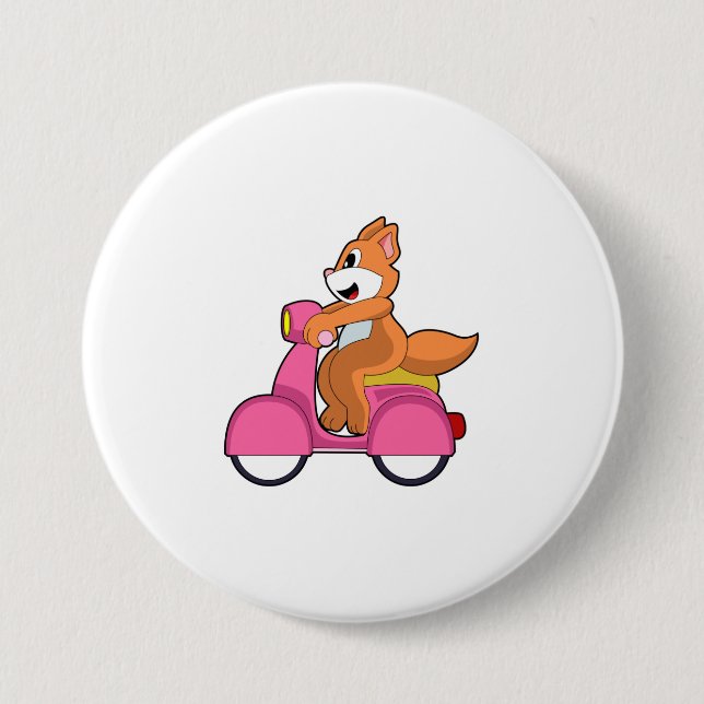 Badge Rond 7,6 Cm Chat comme Biker avec Scooter.PNG (Devant)