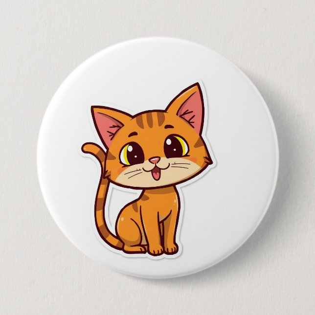 Badge Rond 7,6 Cm chat coupé (Devant)