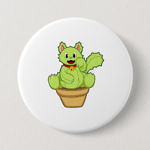 Badge Rond 7,6 Cm Chat en cactus