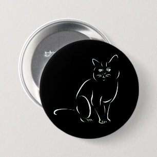Badge Rond 7,6 Cm Chat Kitty Blanc