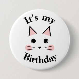 Badge Rond 7,6 Cm Chat Kitty C'est Mon Anniversaire