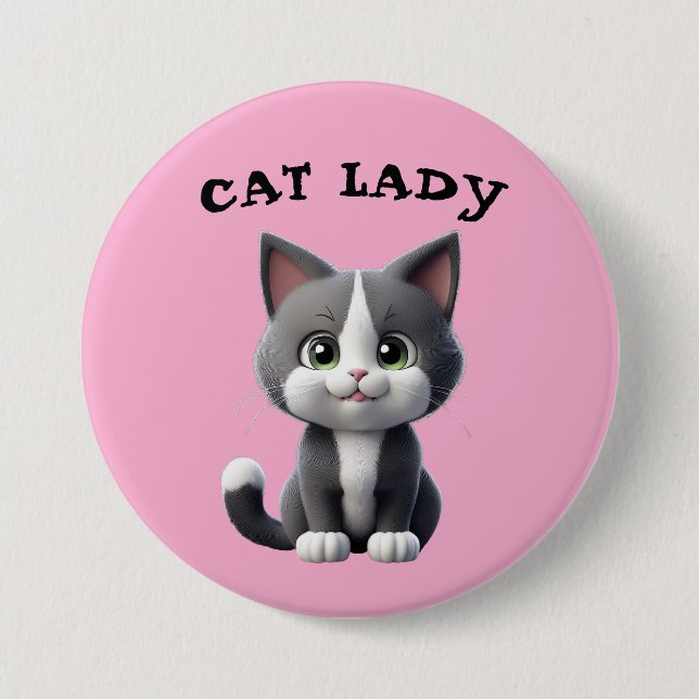 BADGE ROND 7,6 CM CHAT LADY (Devant)