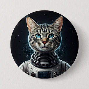 Badge Rond 7,6 Cm Chat spatial