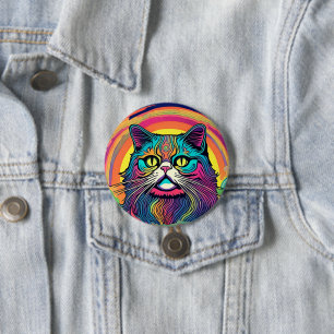 Badge Rond 7,6 Cm Chat zen moderne