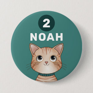 Badge Rond 7,6 Cm Chaton avec âge et nom personnalisés