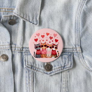 Badge Rond 7,6 Cm Chats de la Saint-Valentin mignons en lunettes de
