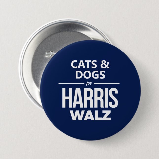 Badge Rond 7,6 Cm Chats et chiens pour Harris Walz (Devant & derrière)