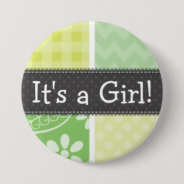 Badge Rond 7,6 Cm Checkered Light Green and Yellow (Devant)