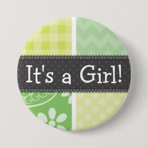 Badge Rond 7,6 Cm Checkered Light Green and Yellow
