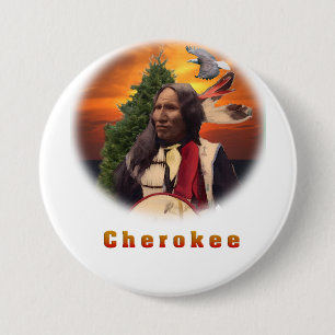 Badge Rond 7,6 Cm Cherokee Indian