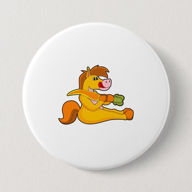 Badge Rond 7,6 Cm Cheval à la carotte (Devant)