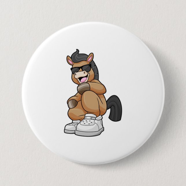Badge Rond 7,6 Cm Cheval avec de grandes chaussures (Devant)
