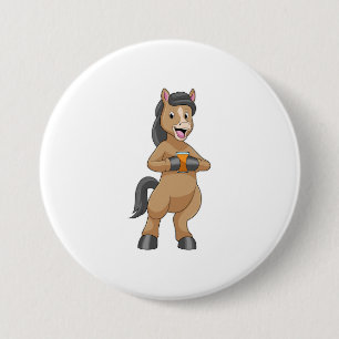 Badge Rond 7,6 Cm Cheval avec Mug de jus d'orange