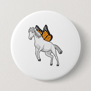 Badge Rond 7,6 Cm Cheval avec papillon