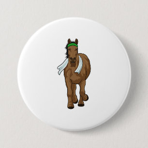 Badge Rond 7,6 Cm Cheval comme coureur avec serviette