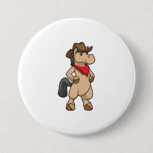 Badge Rond 7,6 Cm Cheval en cow-boy