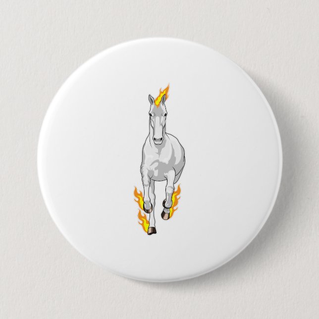 Badge Rond 7,6 Cm Cheval en flamme (Devant)