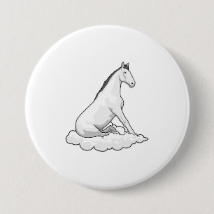 Badge Rond 7,6 Cm Cheval sur nuage