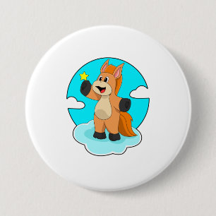 Badge Rond 7,6 Cm Cheval sur nuages