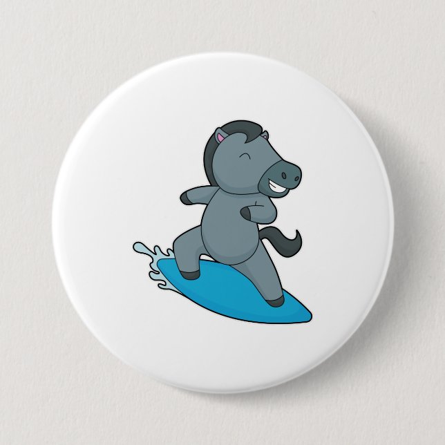 Badge Rond 7,6 Cm Cheval Surfer Sports nautiques (Devant)