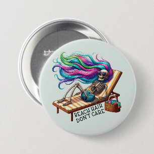 Badge Rond 7,6 Cm Cheveux de plage - Squelette