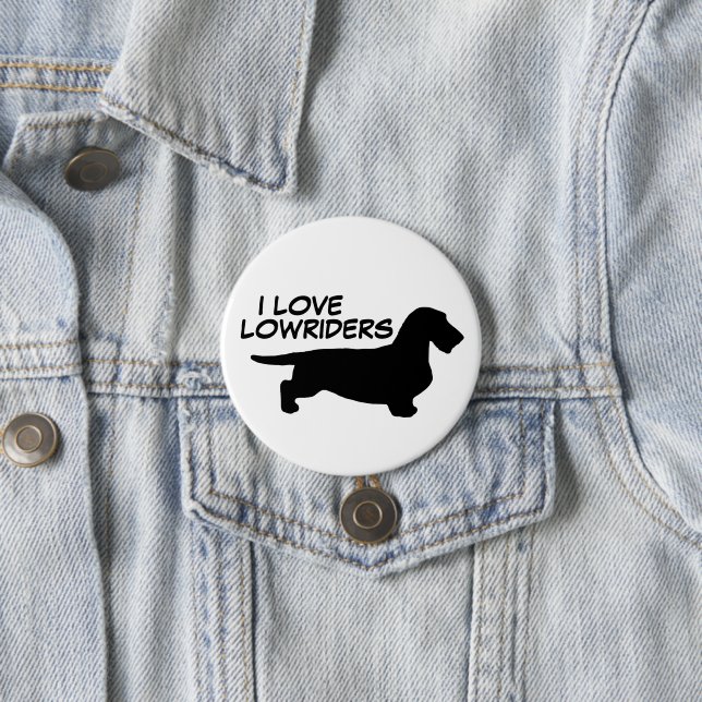 Badge Rond 7,6 Cm Cheveux ronds Dachshund - Silhouette 1 (En situation)