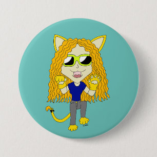 Badge Rond 7,6 Cm Chibi Catgirl avec pattes