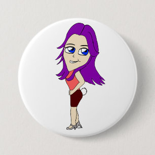 Badge Rond 7,6 Cm chibi fille avec une queue de lapin