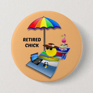 Badge Rond 7,6 Cm Chick retraité