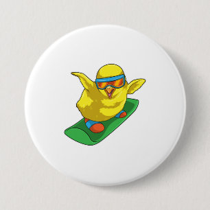 Badge Rond 7,6 Cm Chick Snowboard Snowboard