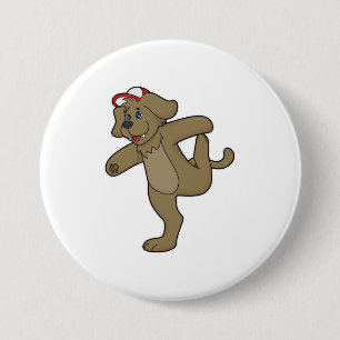 Badge Rond 7,6 Cm Chien au Yoga Fitness