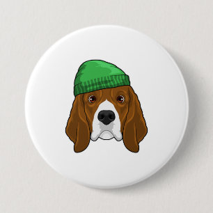 Badge Rond 7,6 Cm Chien avec Beanie