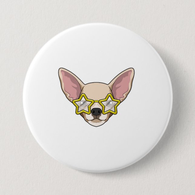 Badge Rond 7,6 Cm Chien avec lunettes de soleil (Devant)