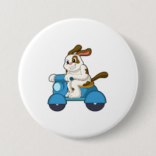 Badge Rond 7,6 Cm Chien comme Biker avec Scooter.PNG