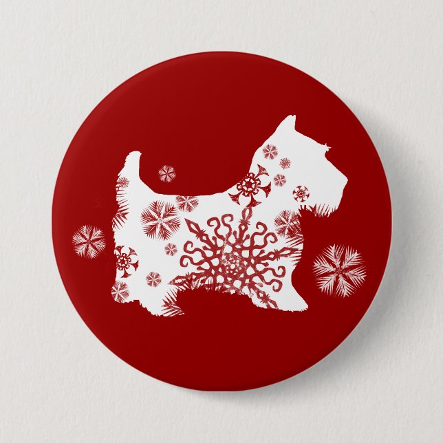 Badge Rond 7,6 Cm Chien de Noël (Devant)