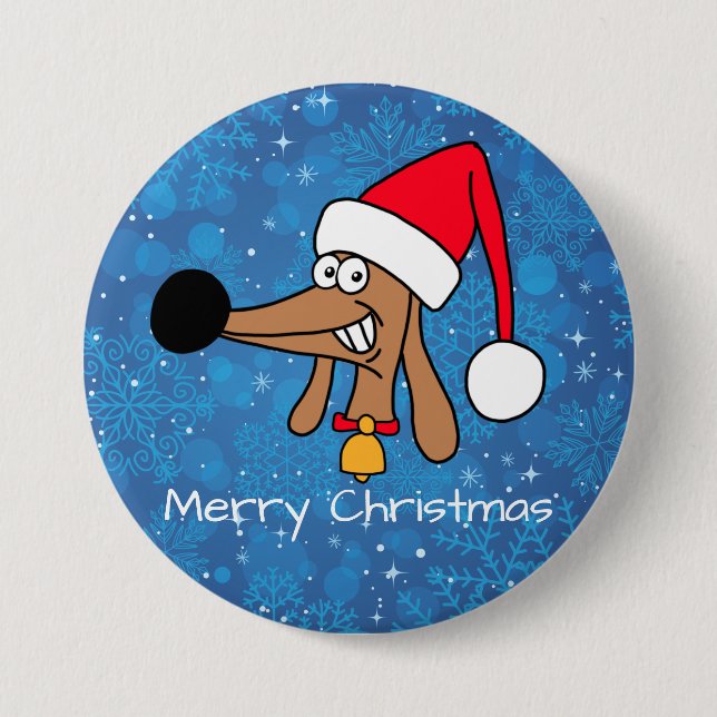 Badge Rond 7,6 Cm Chien de Noël Festif (Devant)