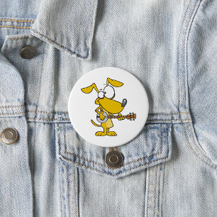 Badge Rond 7,6 Cm Chien drôle jouant de la musique au banjo
