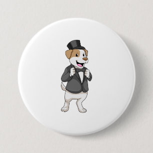 Badge Rond 7,6 Cm Chien en chambre avec ruban