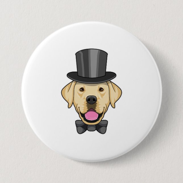 Badge Rond 7,6 Cm Chien en tenue de marié avec noeud (Devant)
