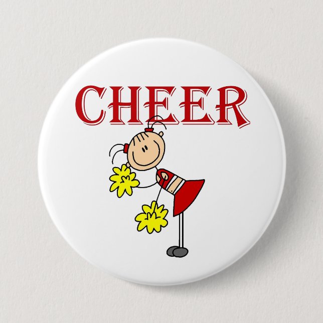 Badge Rond 7,6 Cm Chiffre pom-pom girl de bâton (Devant)