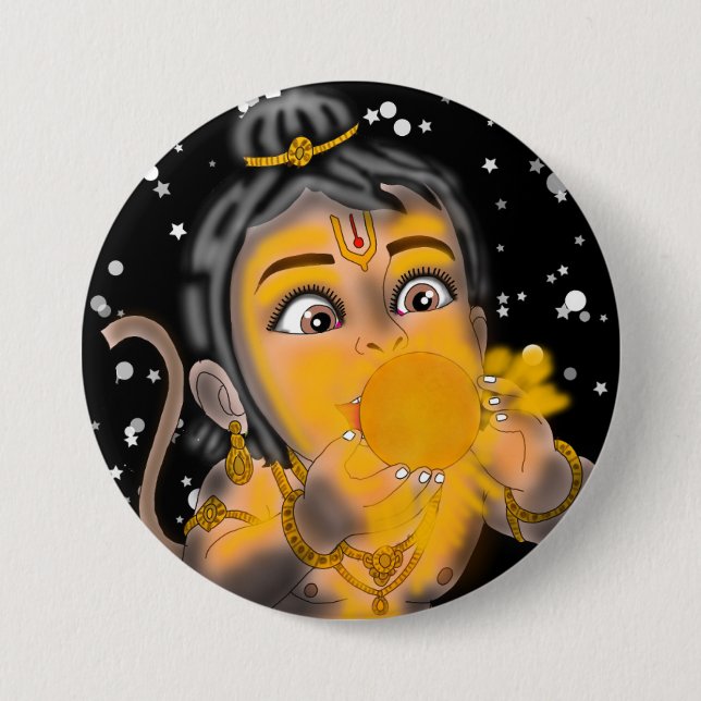 Badge Rond 7,6 Cm Child Hanuman Button (Devant)