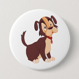 Badge Rond 7,6 Cm Chiote Brun Assis Chien Doux Heureux