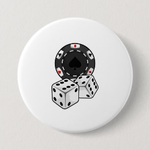 Badge Rond 7,6 Cm Chip & Dice pour Poker
