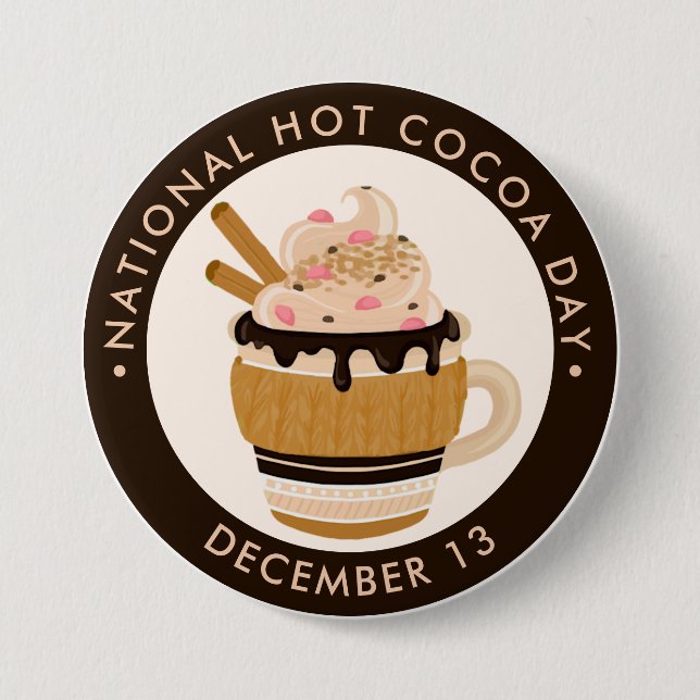 Badge Rond 7,6 Cm Chocolat chaud avec crème fouettée (Devant)